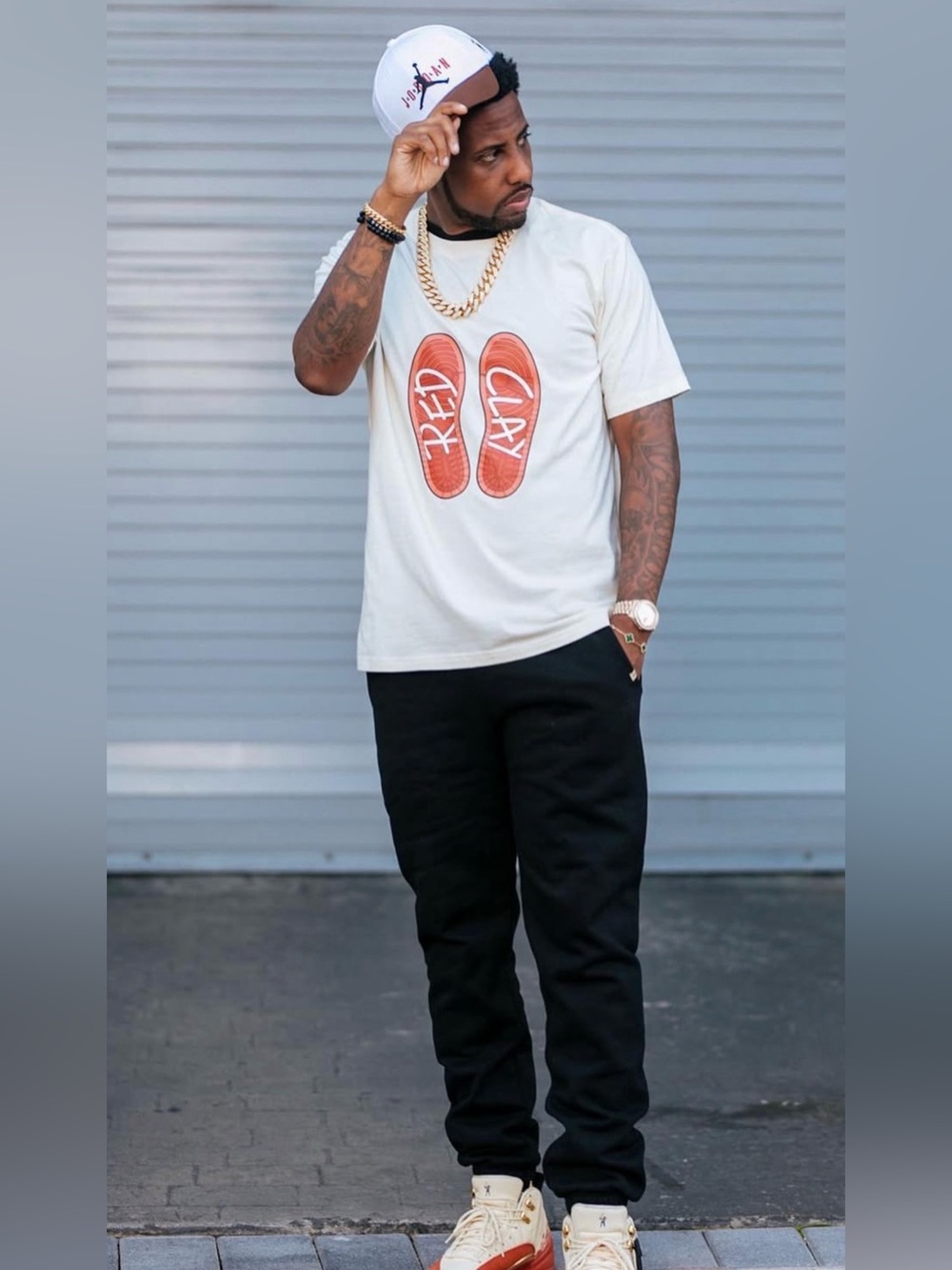Eastside Golf x Jordan Shoe Print Red Clay Collection T-shirt, Size XL, NWT